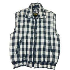 Branded Lion Black White Buffalo Plaid Quilted Vest Men’s XL Checks Full Zipper